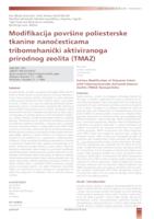 prikaz prve stranice dokumenta Modifikacija površine poliesterske tkanine nanočesticama tribomehanički aktiviranoga prirodnog zeolita (TMAZ)
